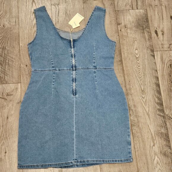 Conshvi Light Blue Sleeveless Jean Zip Dress Woman Size Xl NWT - Picture 3 of 4